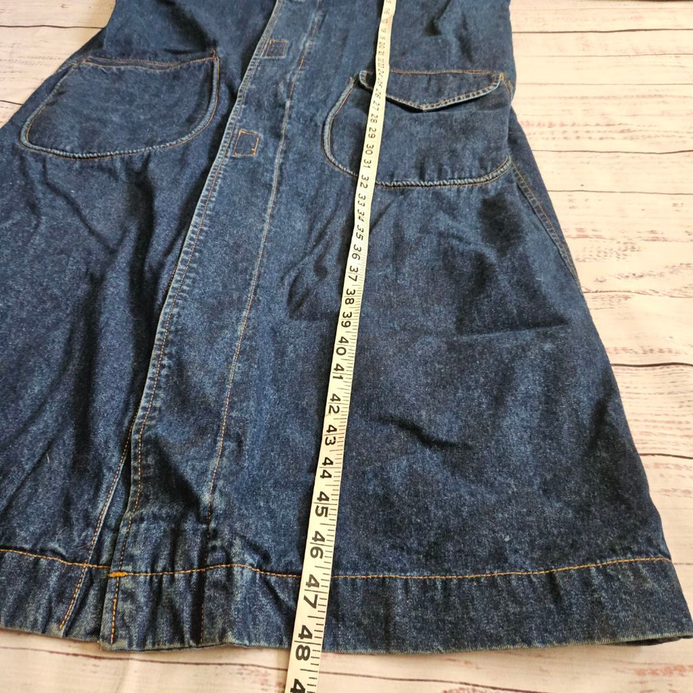 Vintage Ventilo Denim Longline Chore Jacket Corduroy Collar Trench Coat - Picture 3 of 5